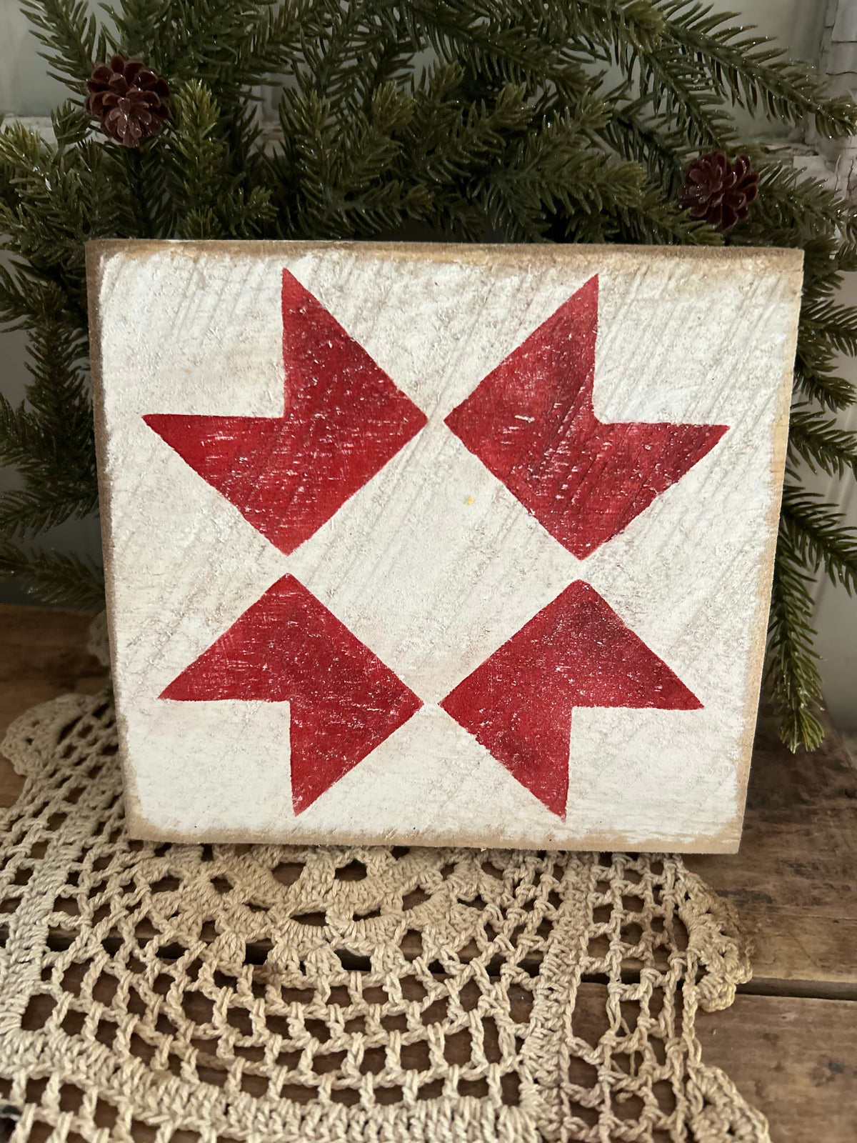White & red quilt block