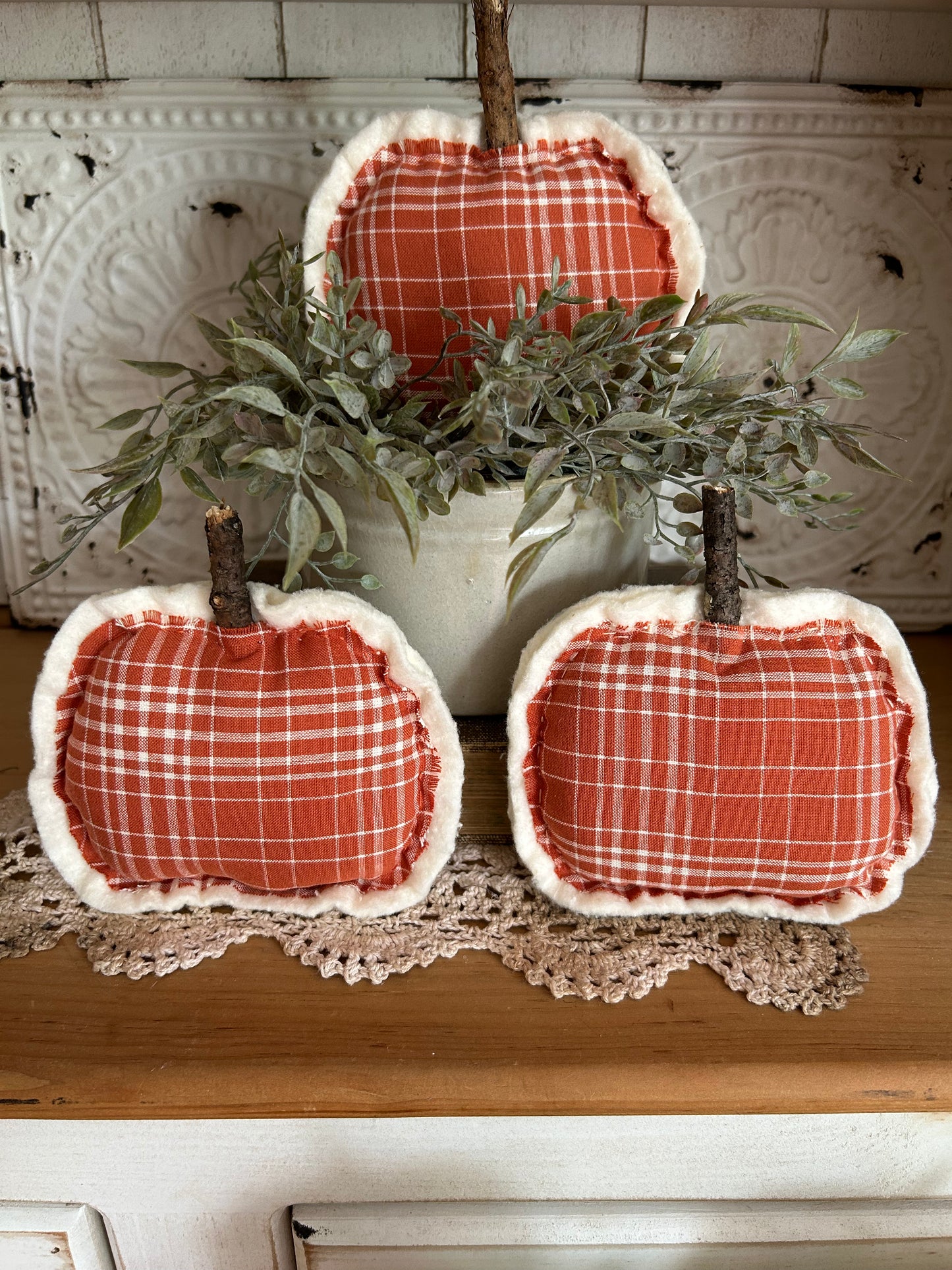 stuffed pumpkin orange plaid