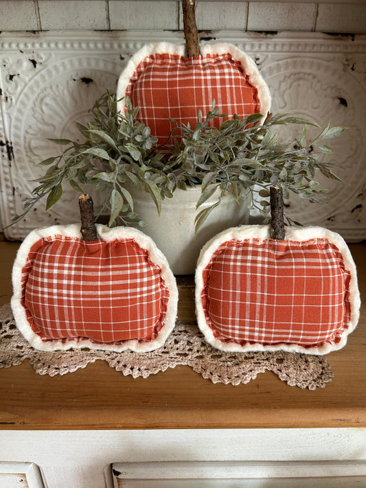 stuffed pumpkin orange plaid