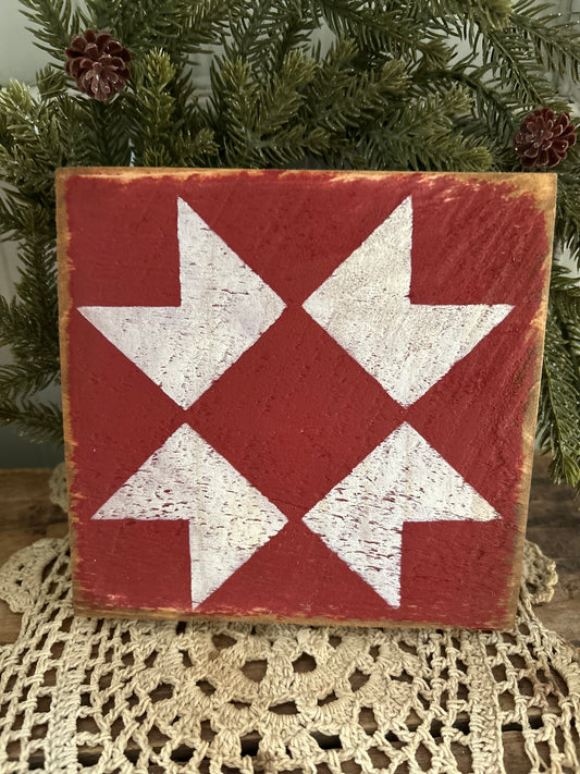 Red  & white quilt block