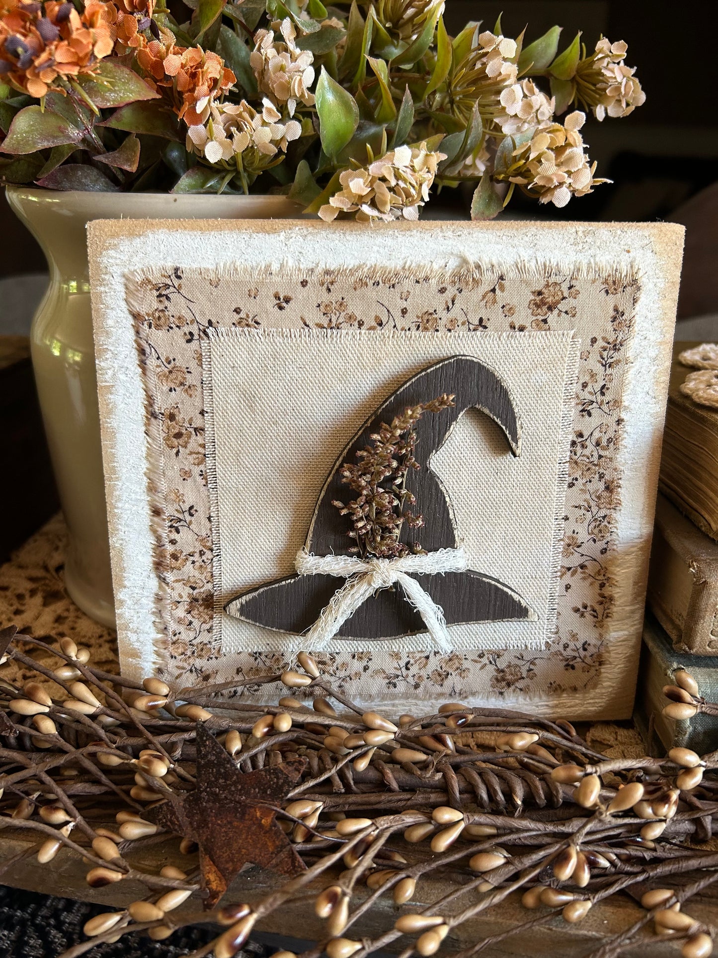 Tan Witch Hat Sign