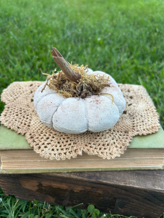 White stuffed Pumpkin.  ***SALE*** was 7.50