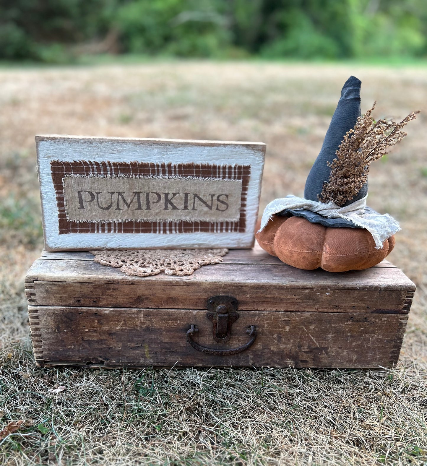 Brown Fabric Pumpkin Sign