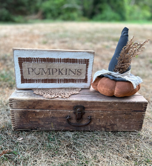 Brown Fabric Pumpkin Sign